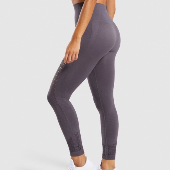 GymShark Energy Seamless Leggings Slate Lavender Size Small - Picture 3 of 5